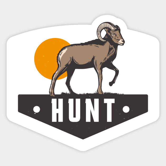 Hunting Ibex Vintage Hunter Sticker by Foxxy Merch